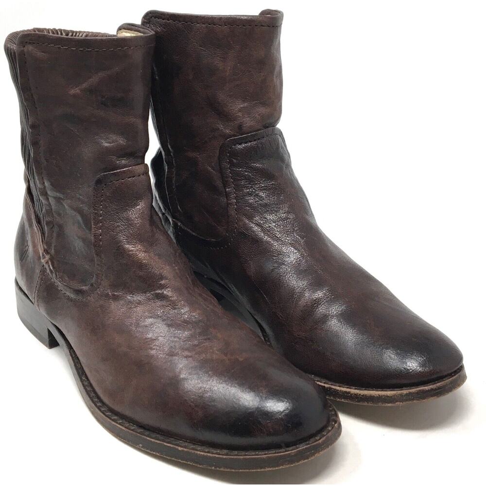 Frye Melissa Women's Size 6.5 Brown Scrunch Short Western Leather Boots Shoes - Picture 2 of 7